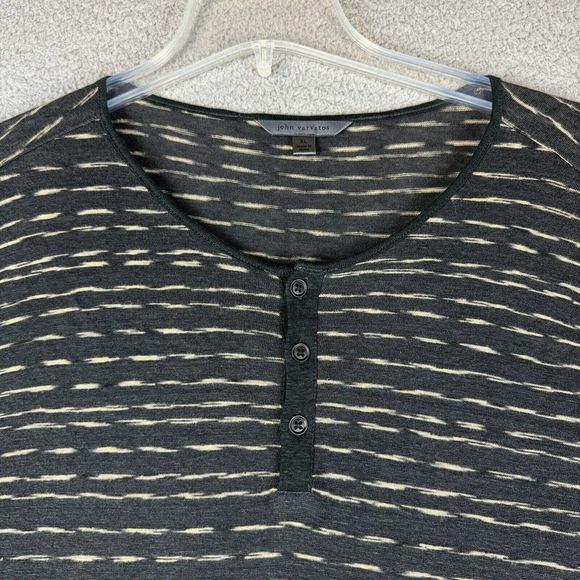 John Varvatos Other - John Varvatos Linen Henley Shirt Mens XL Black Yellow Striped Short Sleeve